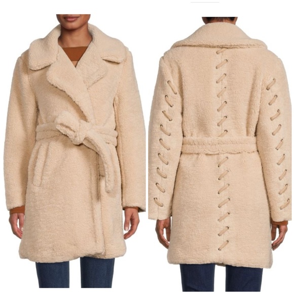 Design History Jackets & Blazers - HOST PICK!!! ✨Design History Lila Faux Fur Belted Beige Coat Small
